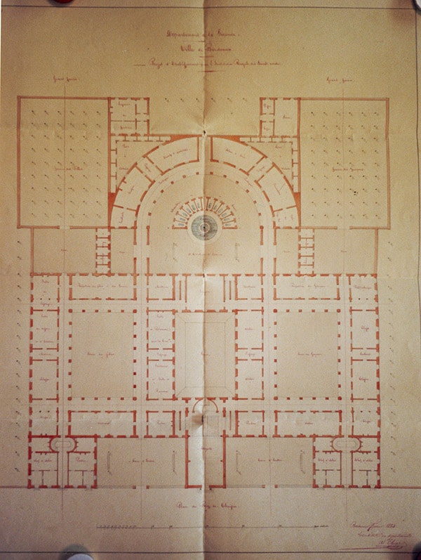 Construction de l'institution sourdes-muettes - Plan du rez-de-chaussée du projet de 1834